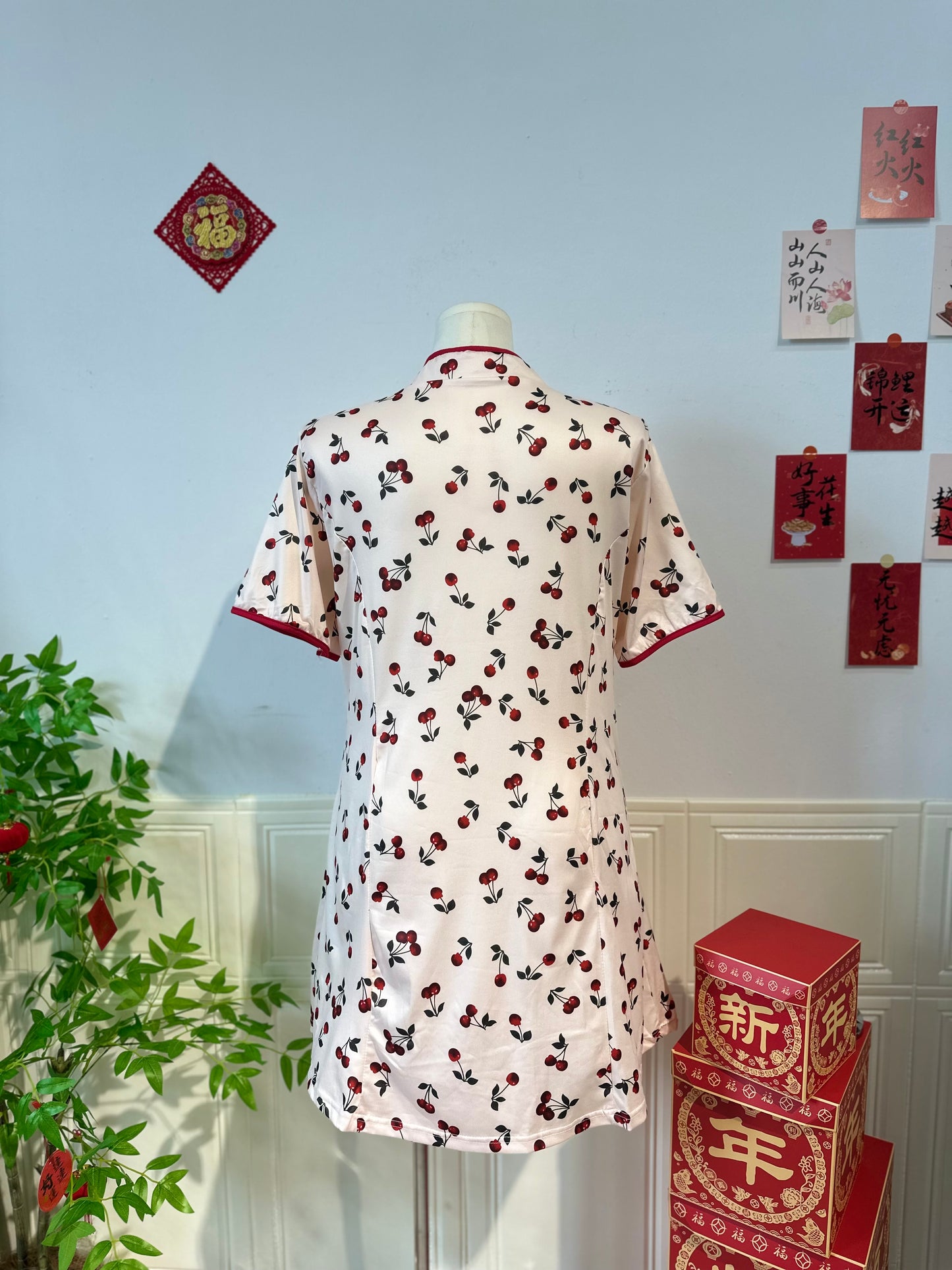 新中式车厘子旗袍 #TC200