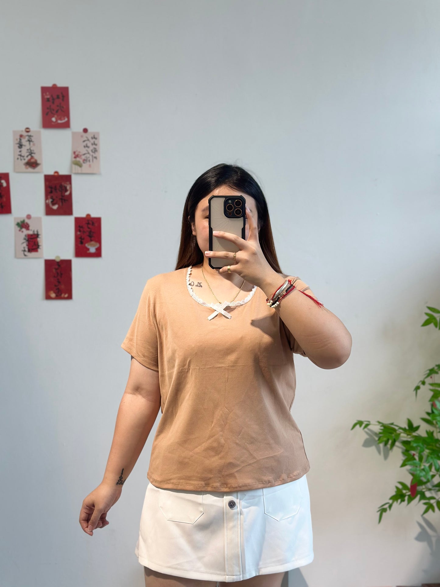 蕾丝边蝴蝶结上衣 #TC129