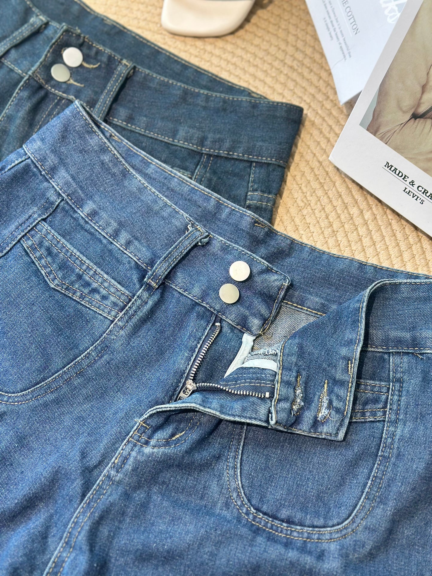 高腰直筒阔腿牛仔长裤 #TC287