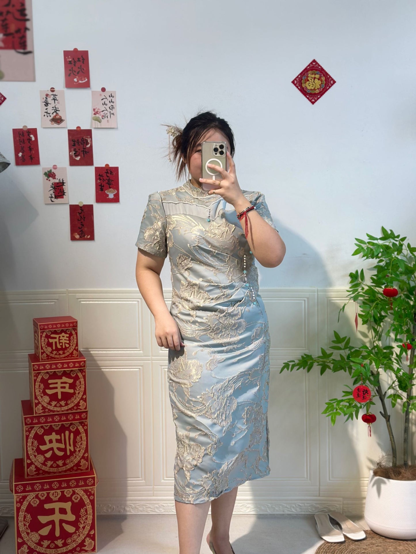 新中式立体提花旗袍 #TC193