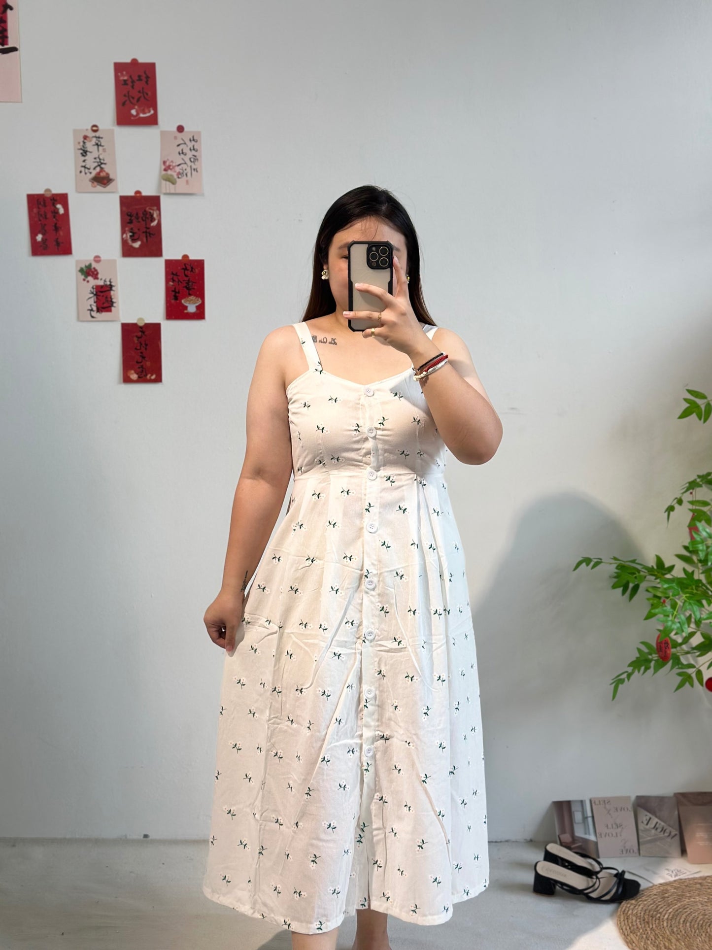 碎花吊带连衣长裙 #TC124