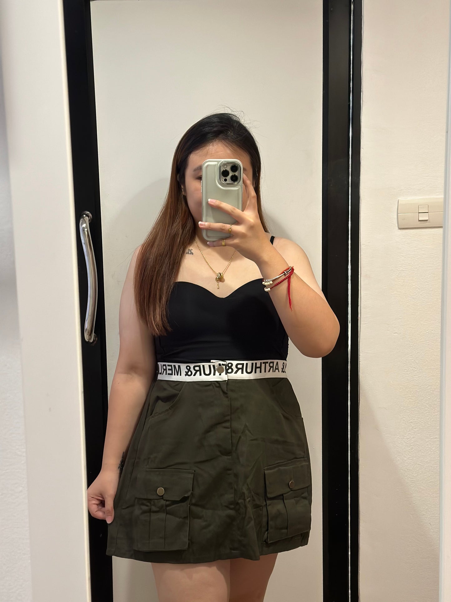 字母工装短裙 #TC106