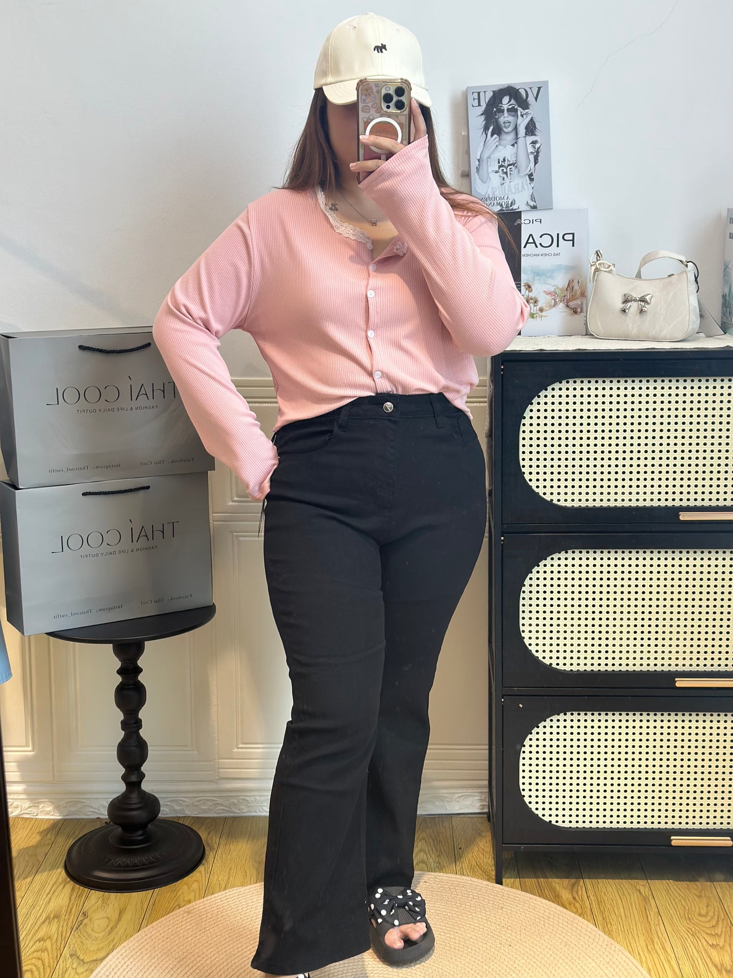 高腰宽松喇叭牛仔裤 #TC293