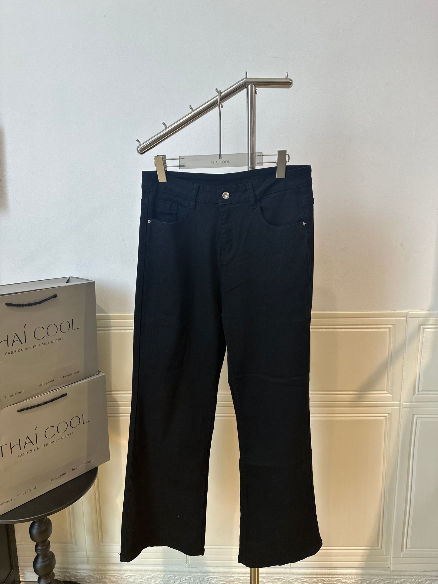 高腰宽松喇叭牛仔裤 #TC293