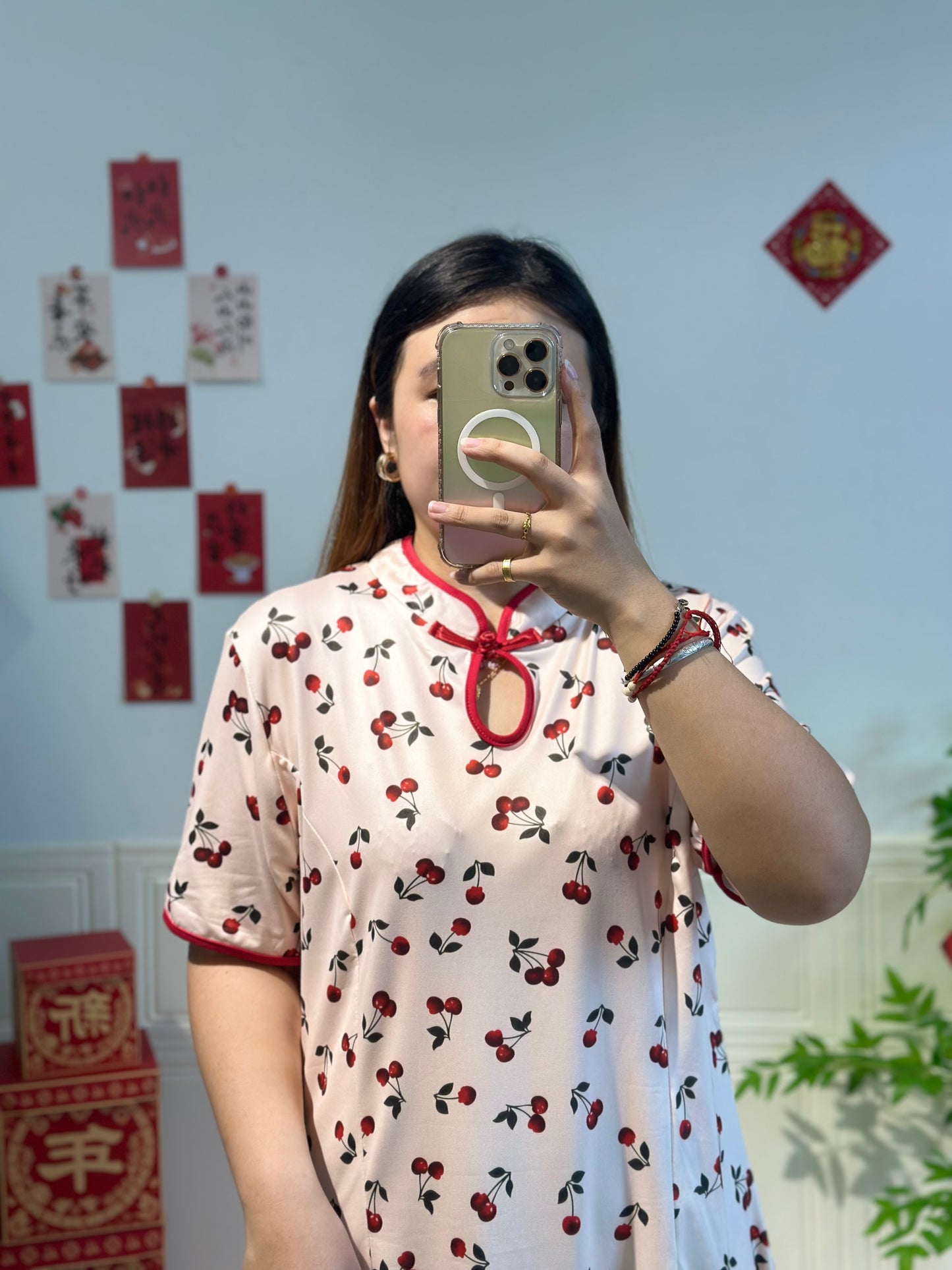 新中式车厘子旗袍 #TC200