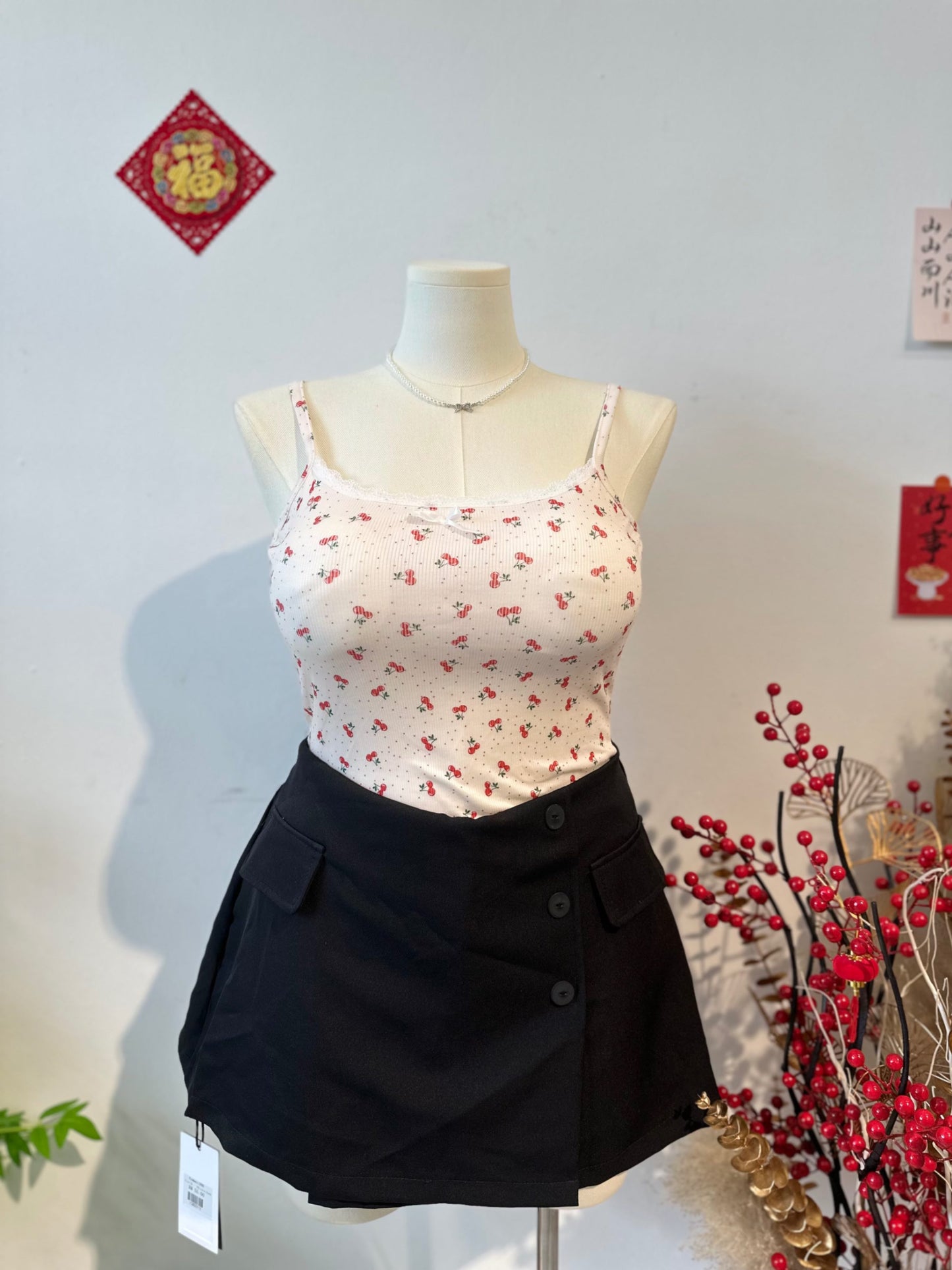 碎花吊带蕾丝上衣 #TC136