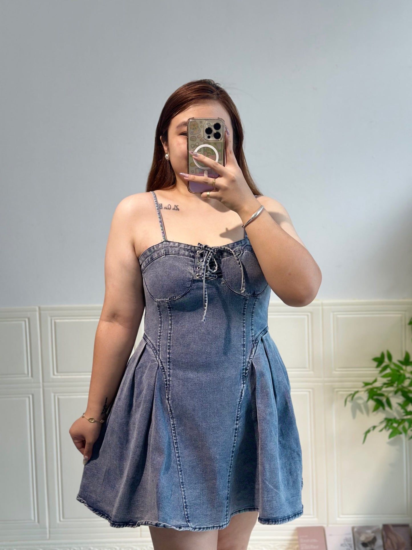 牛仔吊带连衣裙 #AX434