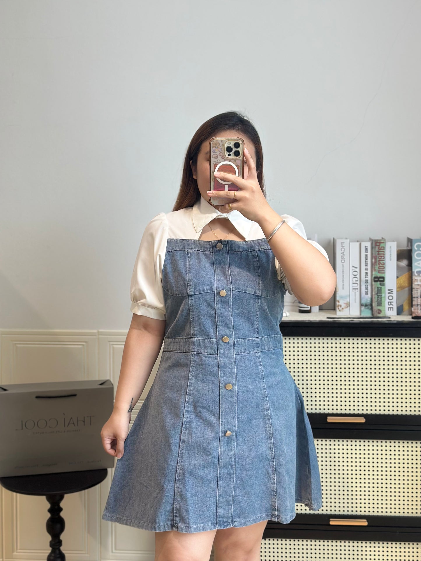 法式复古牛仔连身裙 #TC285