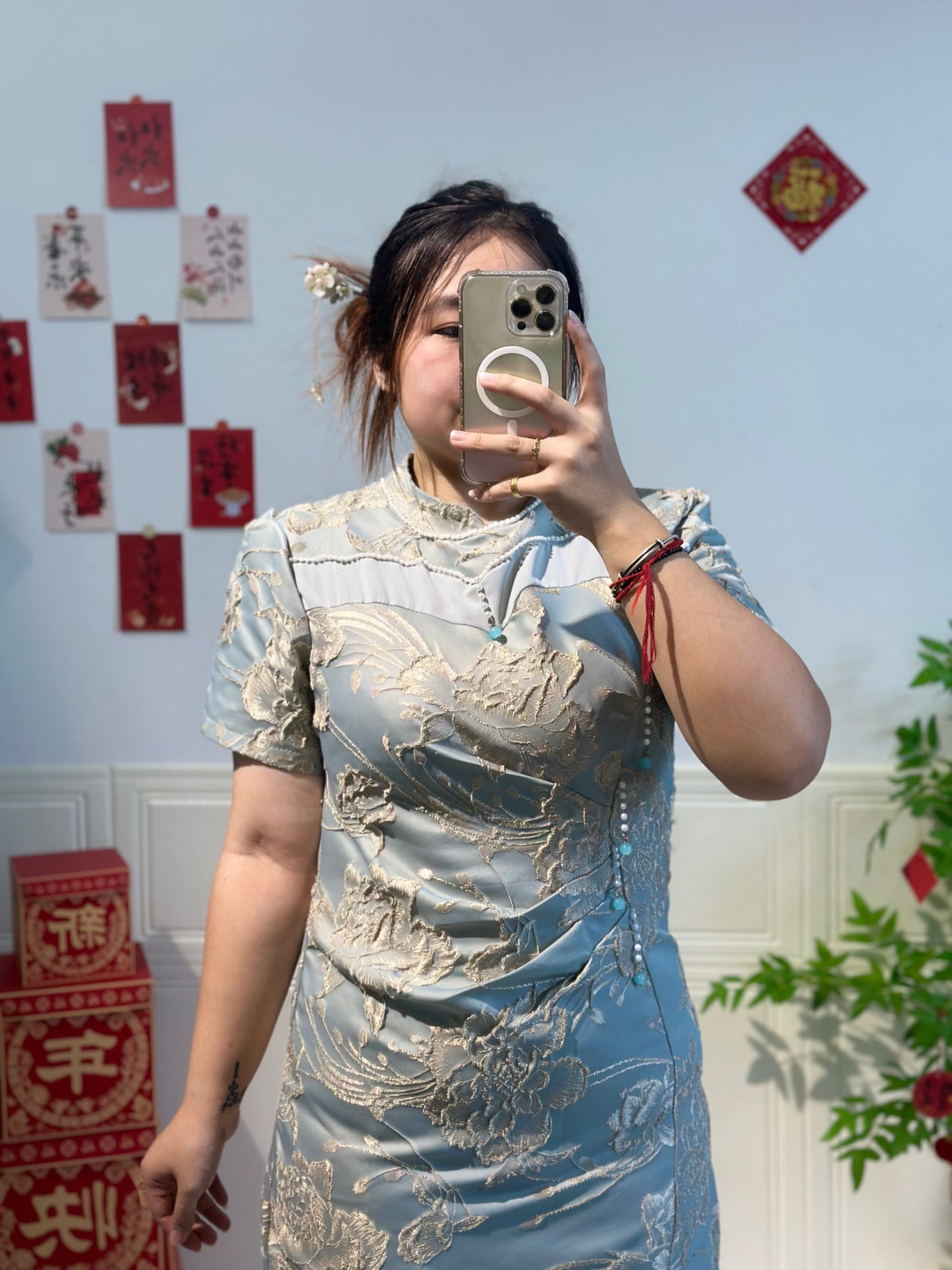 新中式立体提花旗袍 #TC193