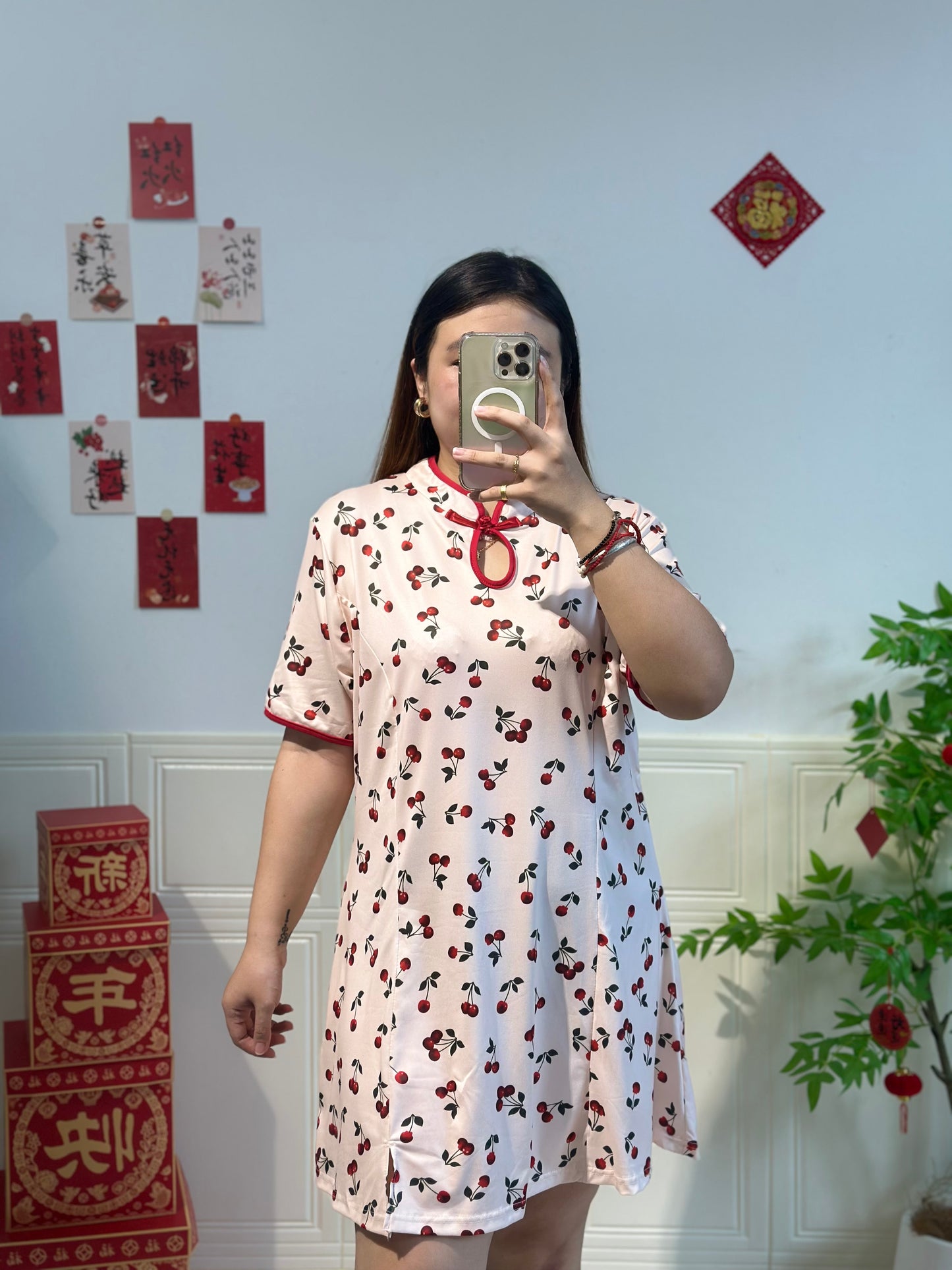新中式车厘子旗袍 #TC200