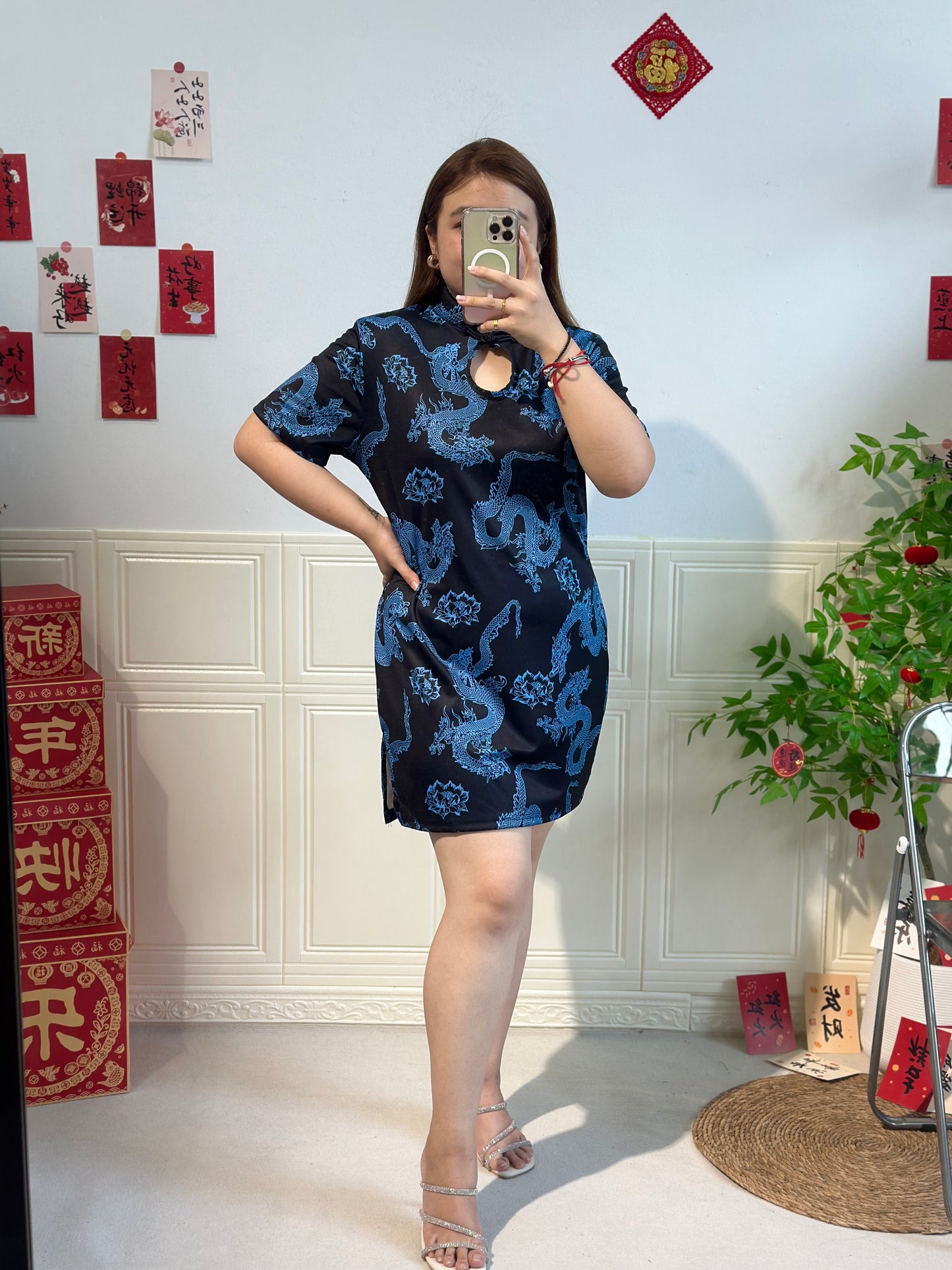 新中式冰丝龙纹旗袍 #TC231