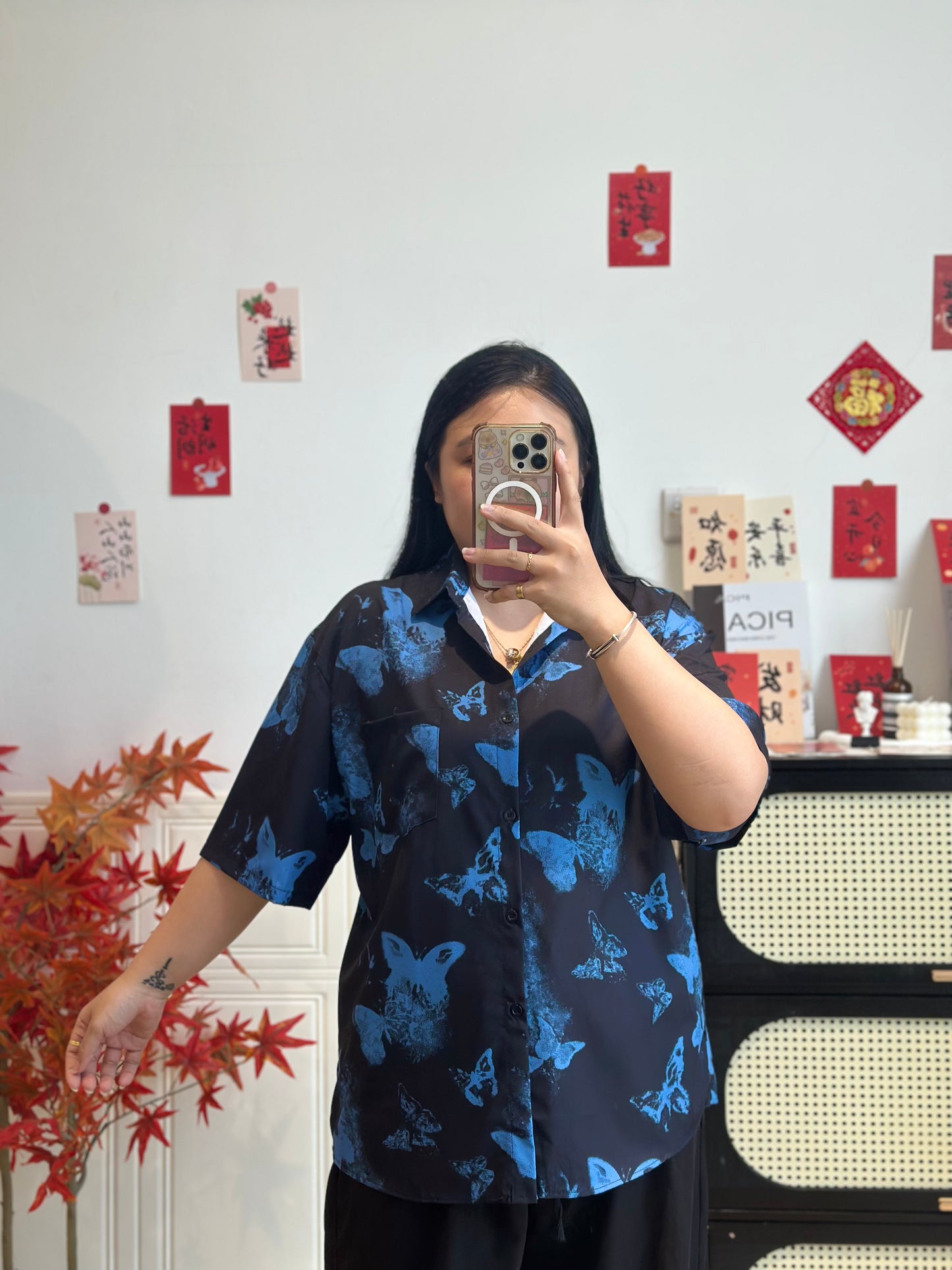 新中式男士蝴蝶水墨衬衫 #TC318