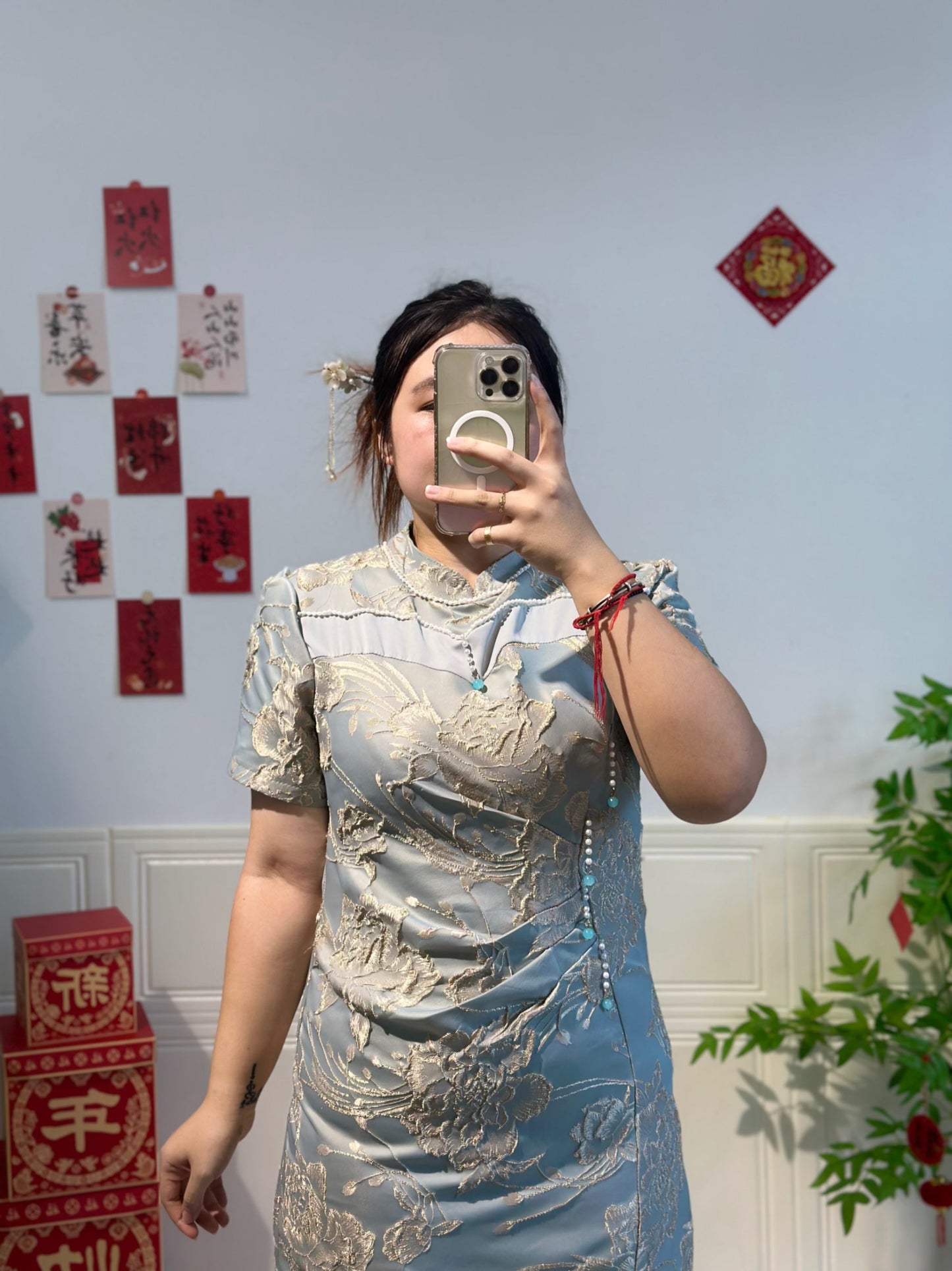 新中式立体提花旗袍 #TC193