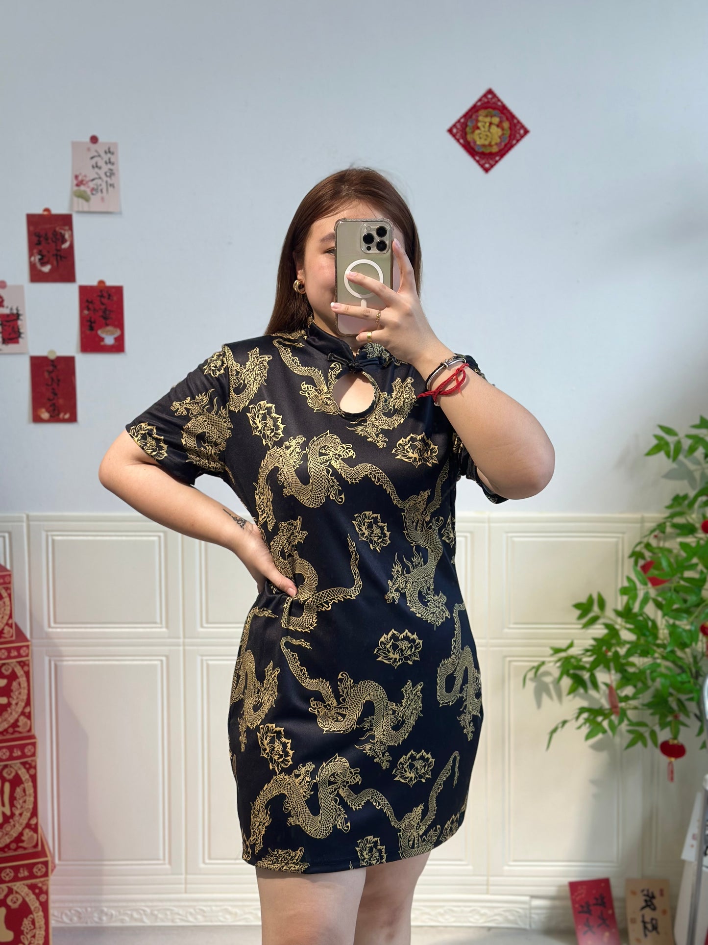 新中式冰丝龙纹旗袍 #TC231