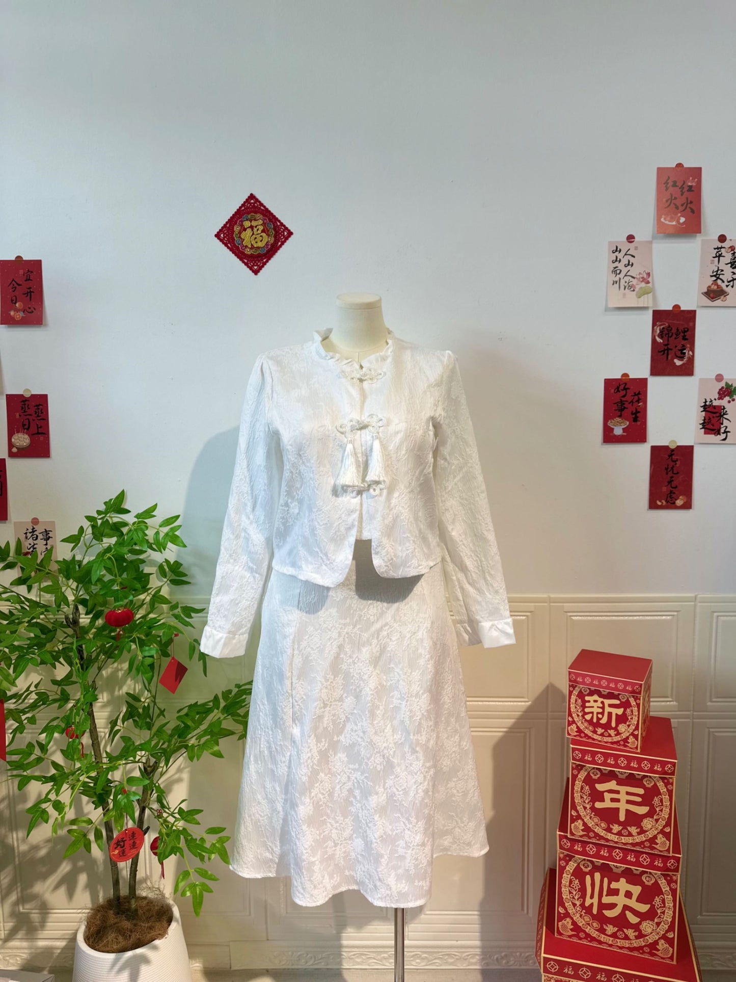 新中式国风提花旗袍两件套 #TC161