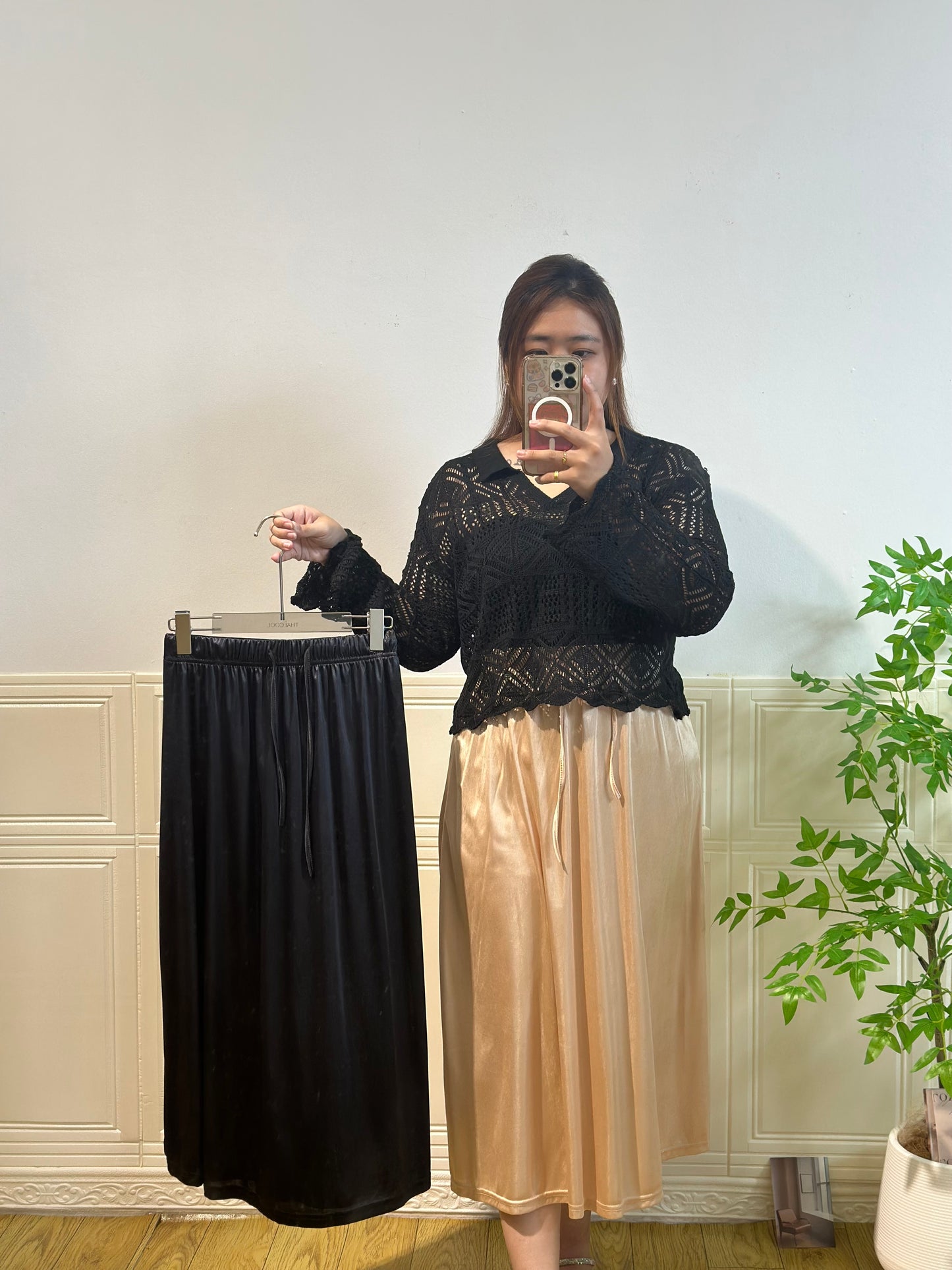 冰丝缎面半身裙 #TC264