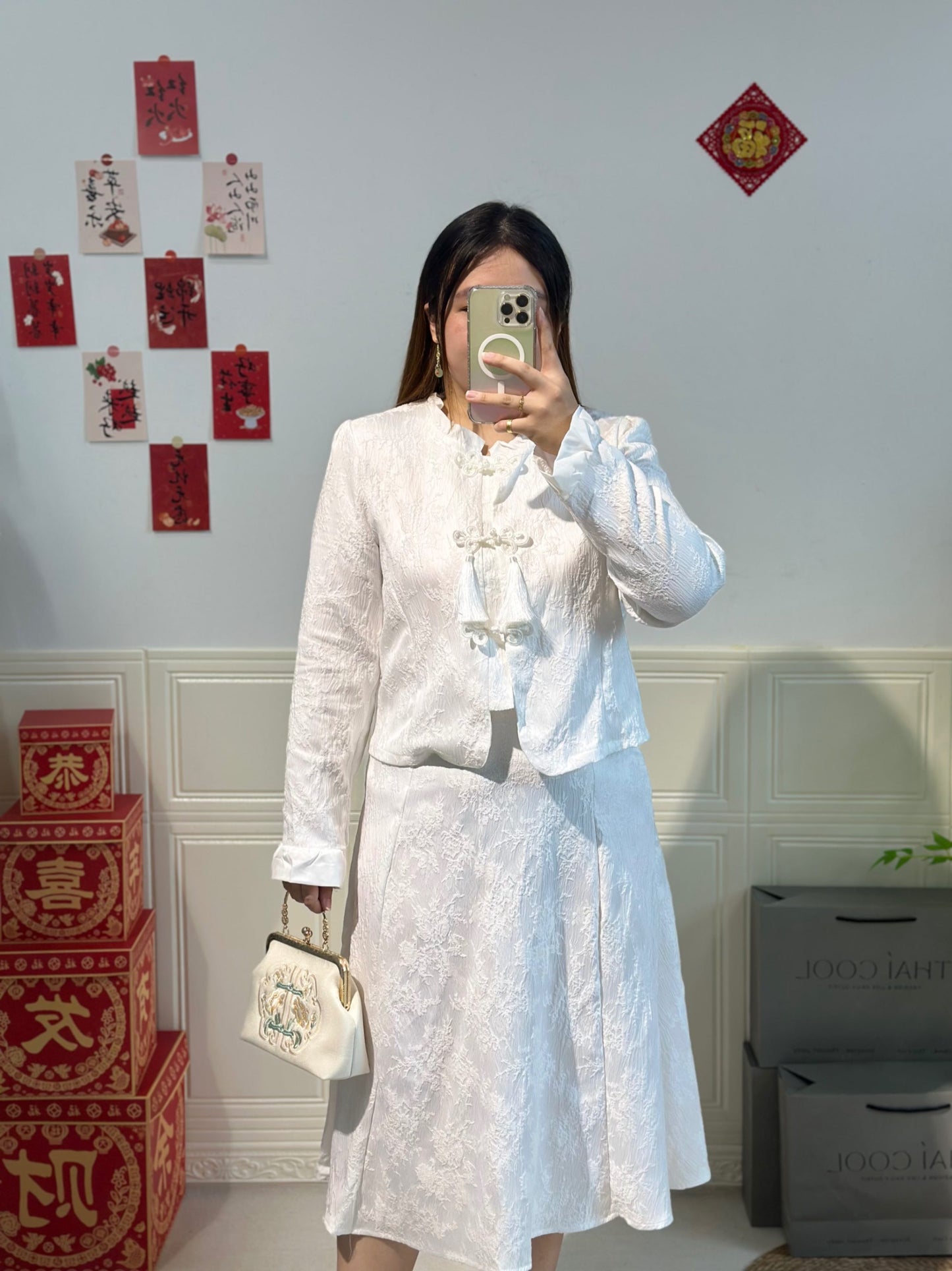 新中式国风提花旗袍两件套 #TC161