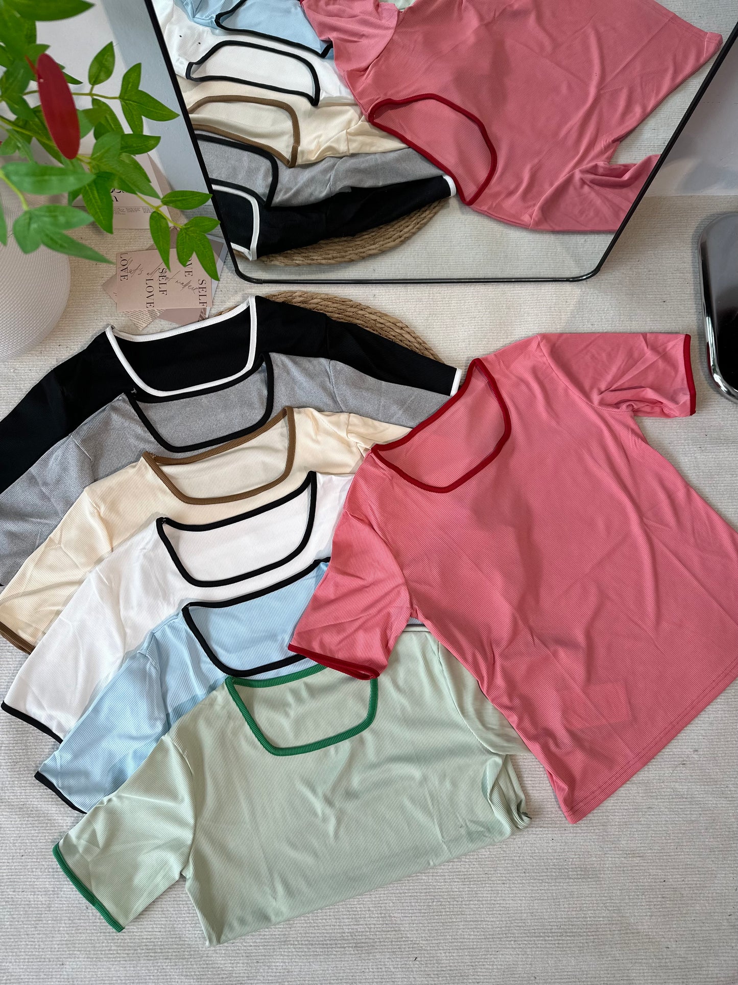 简约方领上衣 #ZB48