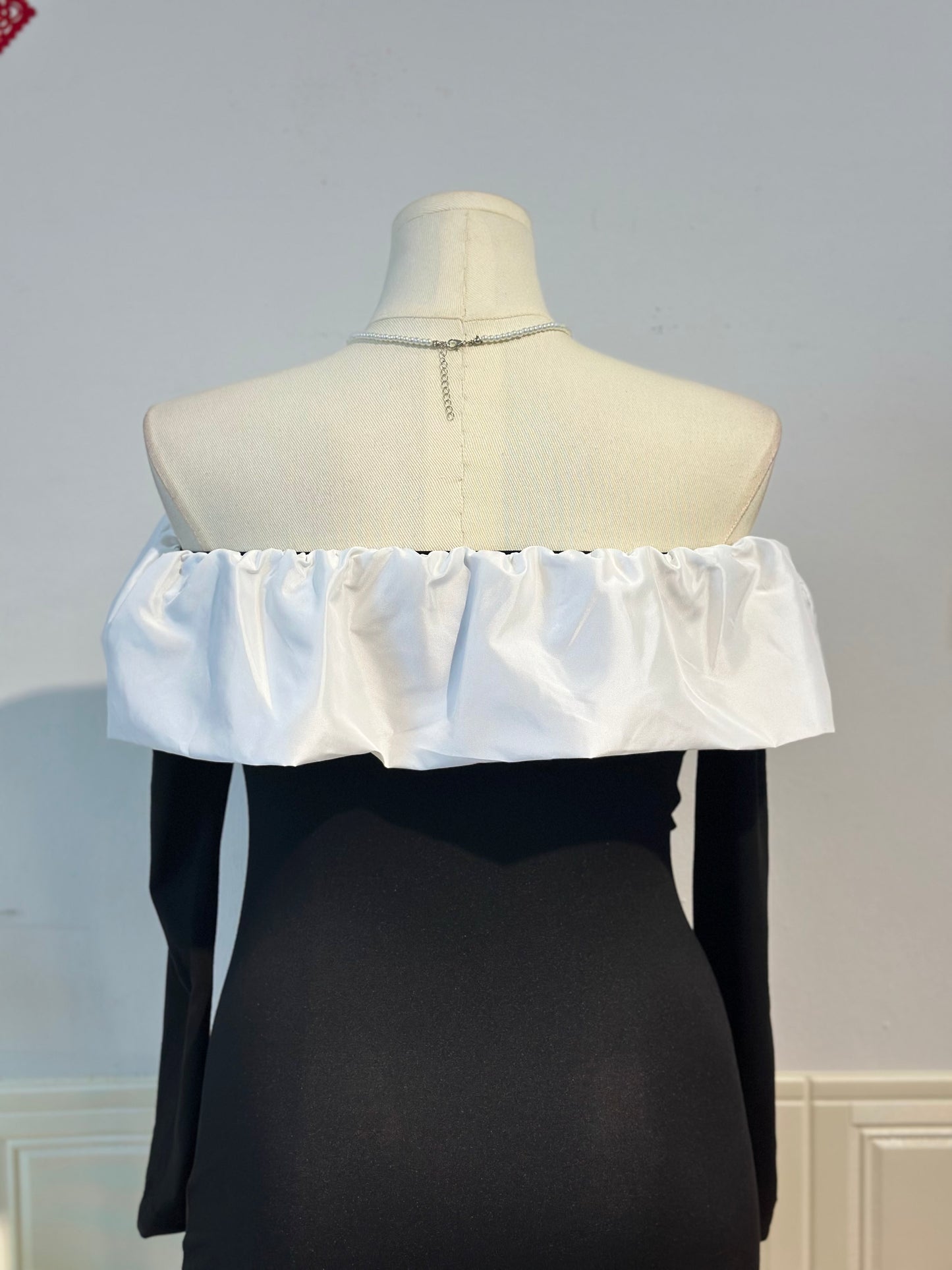 法式一字肩连身裙 #TC202