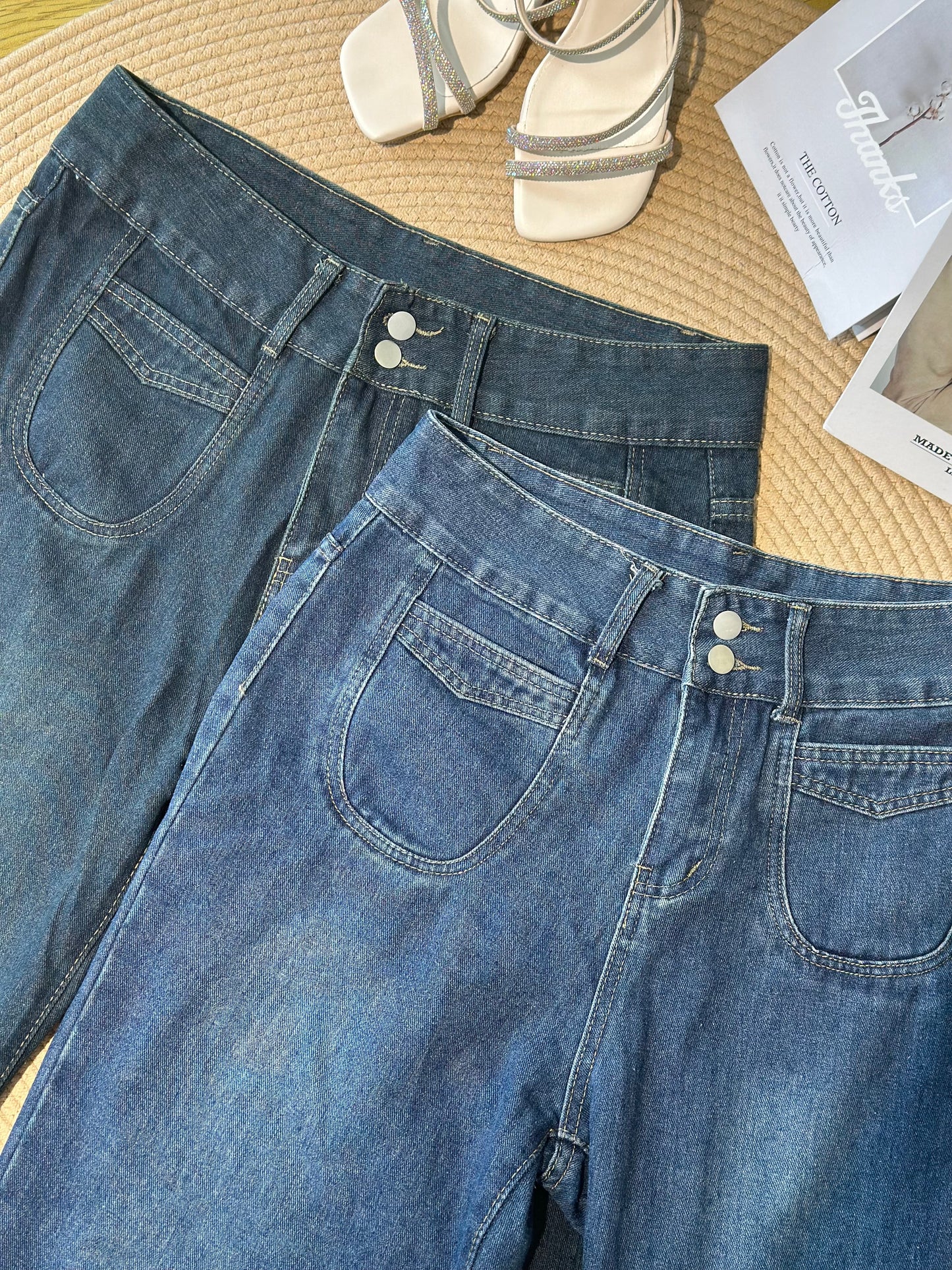 高腰直筒阔腿牛仔长裤 #TC287