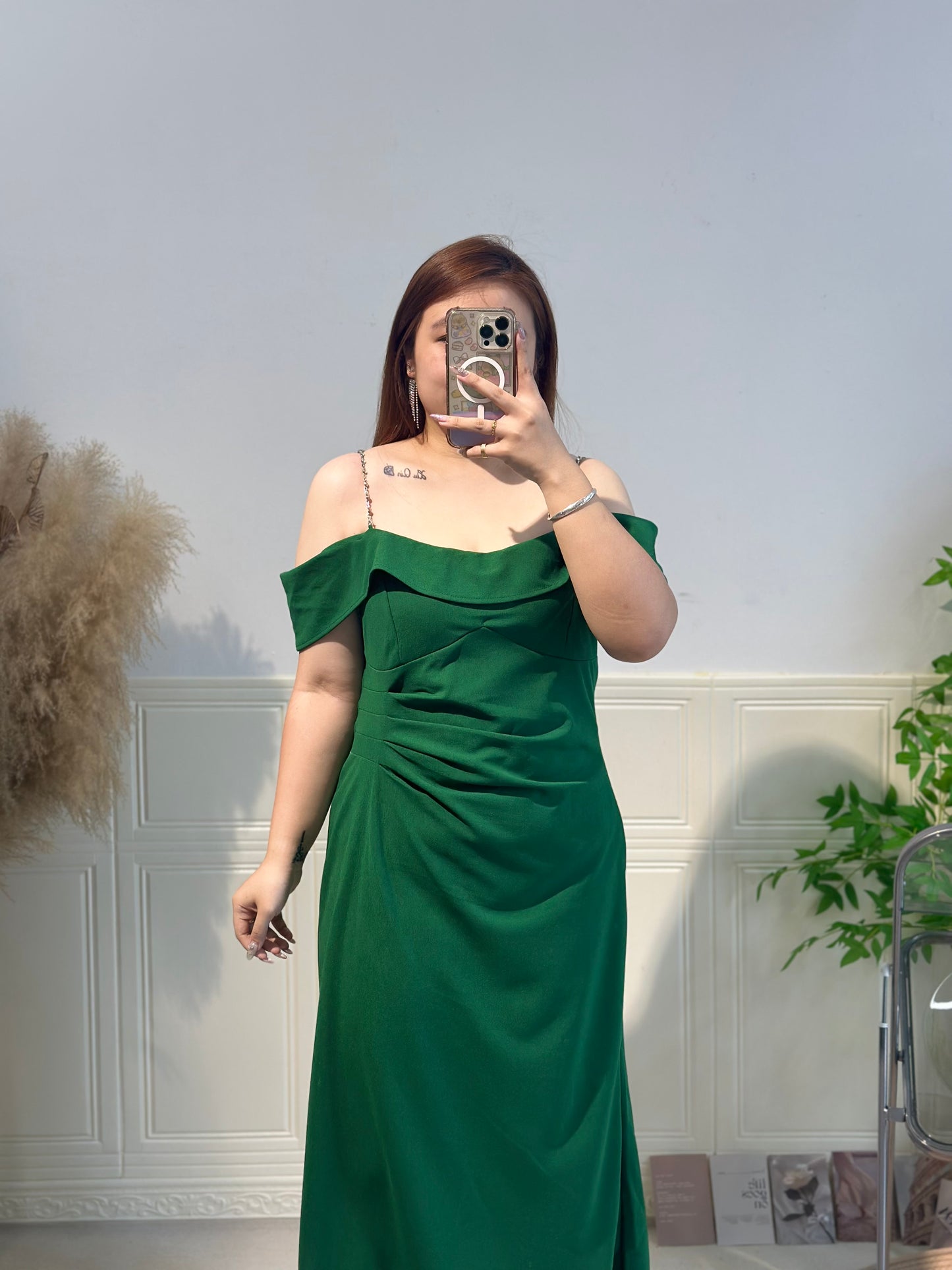 韩系气质一字肩晚宴长裙 #TC251