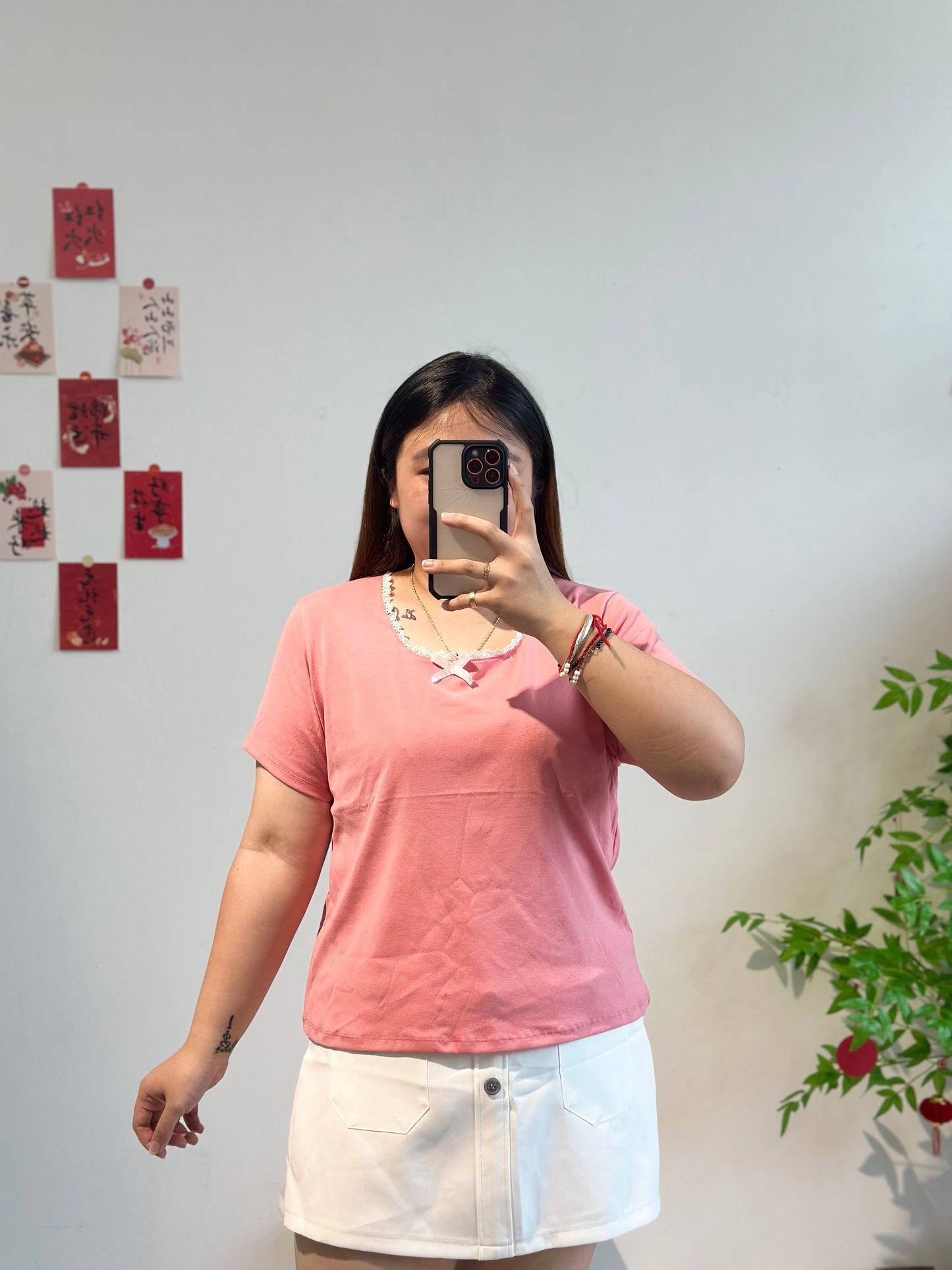 蕾丝边蝴蝶结上衣 #TC129